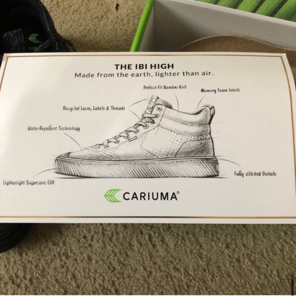 Cariuma Black Heather Knit Ibi High-Top Sneakers, NWOT in original packaging - Picture 9 of 13